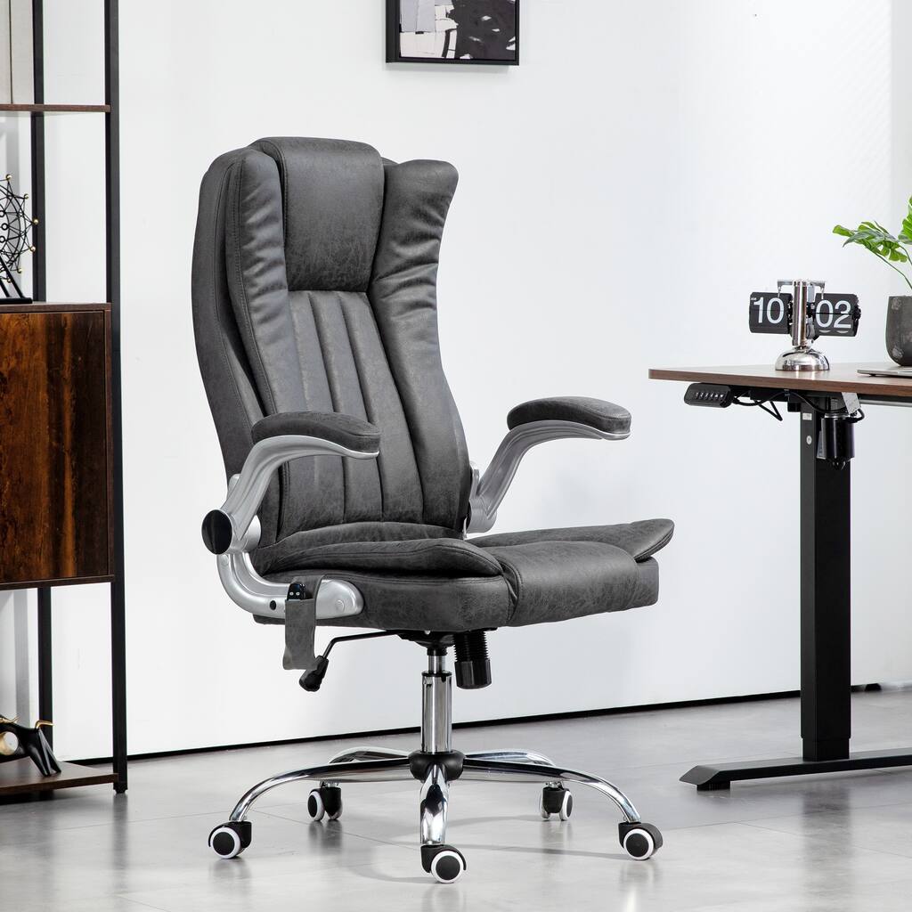 Computer Desk Chair with Flip-up Armrest, Heated Massage Office Chair Ergonomic Chair with Adjustable Height