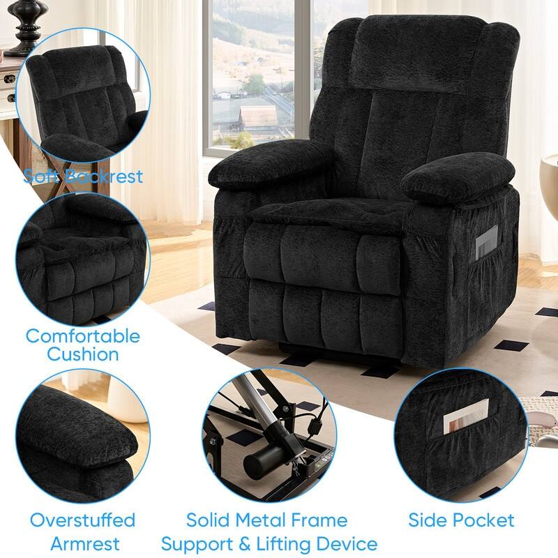 Mixoy Velvet Power Lift Recliner Chair,Dual Motor Heat Massage Electric Recliners Arm Chair with Remote