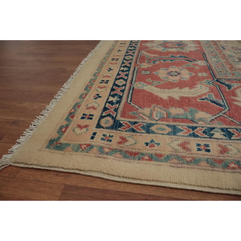 Hand Knotted Oriental 100% Wool Carpet Traditional Floral Beige & Ivories Kazak Area Rug - 11' 11'' X 8' 10''