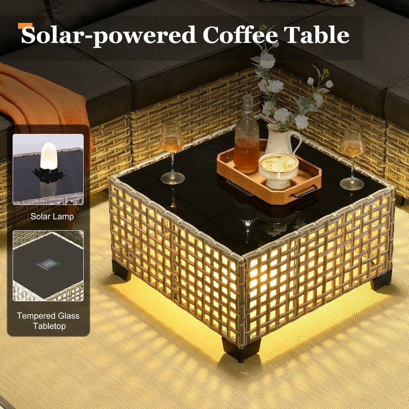 XIZZI 6-Piece Outdoor Wicker Patio Furniture Set with Coffee Table