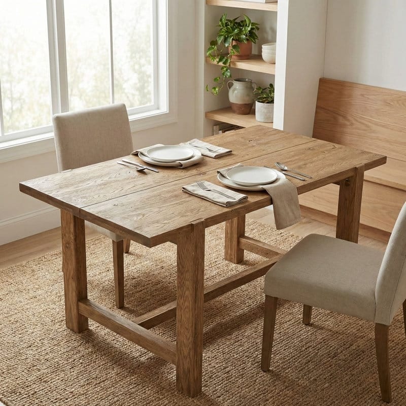 63-Inch Solid Wood Dining Table, Rustic Kitchen Room Table For 6