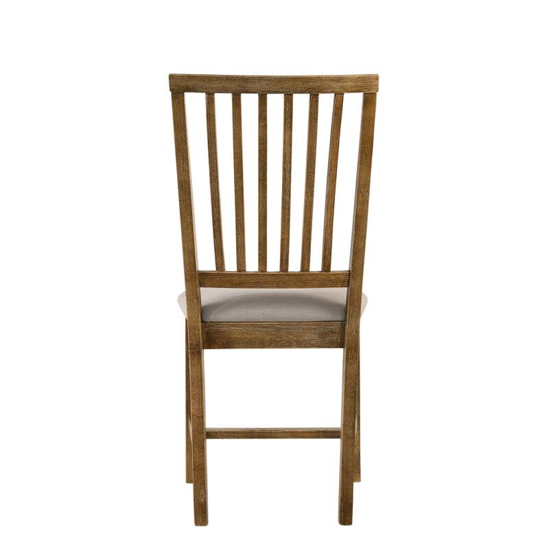 Wallace II Tan Linen & Weathered Oak Finish Side Chair (Set of 2)
