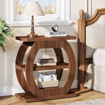 3-Tier Nightstand Farmhouse Bedside Table with Storage Shelves