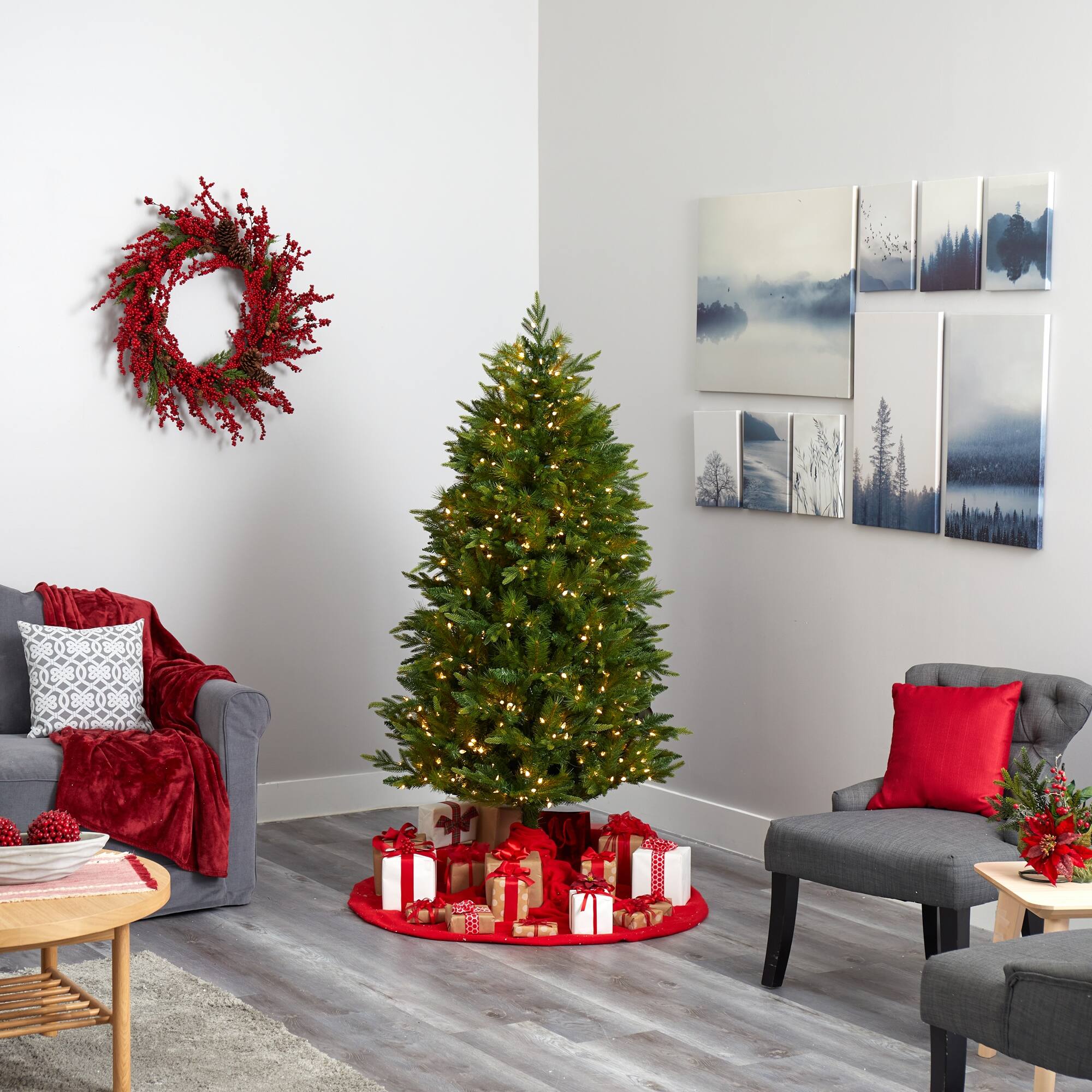 6' Hartford Fir Artificial Christmas Tree with 250 Warm (Multifunction