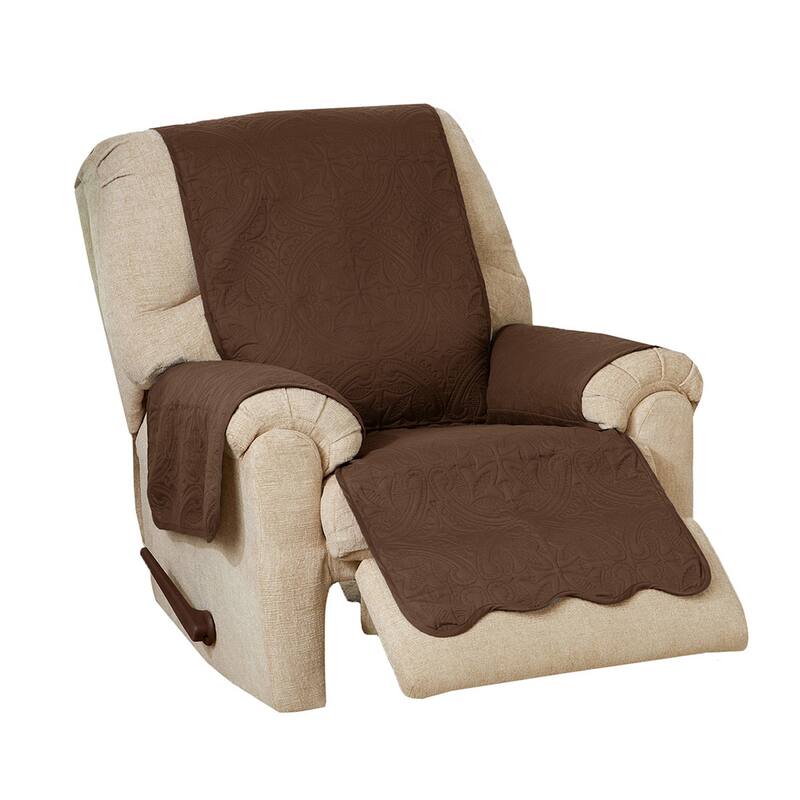 Reversible Recliner Cover Quilted Pet Furniture Protector Slipcover - Chocolate / Taupe