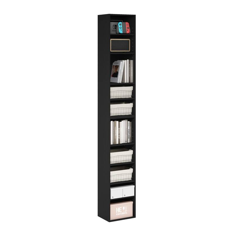78.74 in. Tall Blackwood Wood 10-Shelf Bookcase