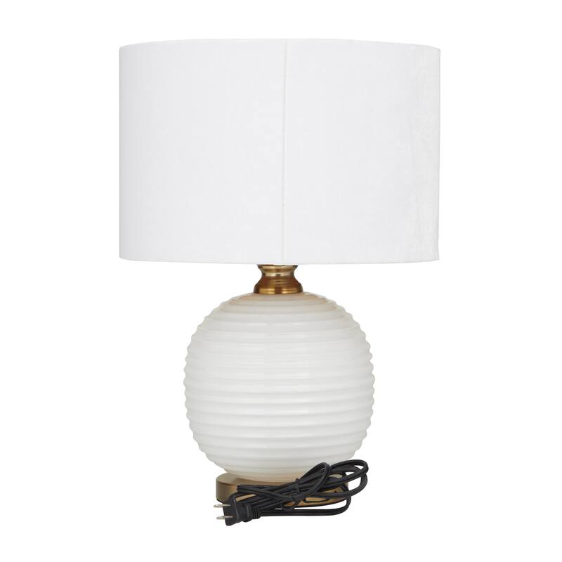 Glass Ribbed Room Table Lamp with Gold Accents - White - Roche River Decor