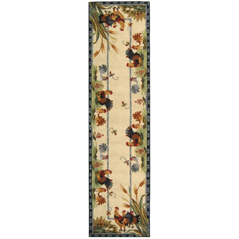 SAFAVIEH Handmade Chelsea Spring Wheel Mosaic French Country Wool Rug - 2'6" x 12' Runner - Black