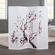 preview thumbnail 5 of 8, Roundhill Furniture Japanese 4-Panel Screen Room Divider, Plum Blossom White