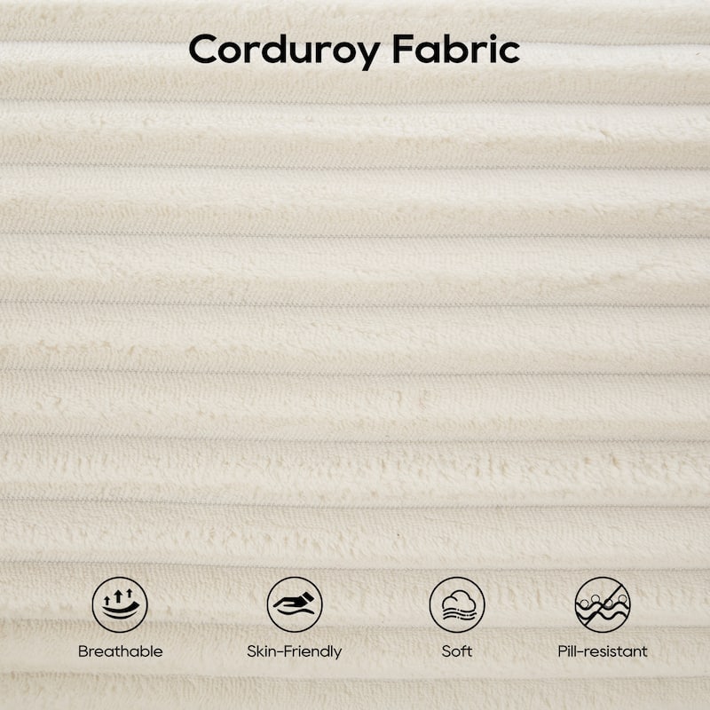 Corduroy 2-in-1 Convertible Loveseat Sofa Upholstered Deep Seat Sofa w2 Pillows Tufted Couch Livingroom Recliner Sofa