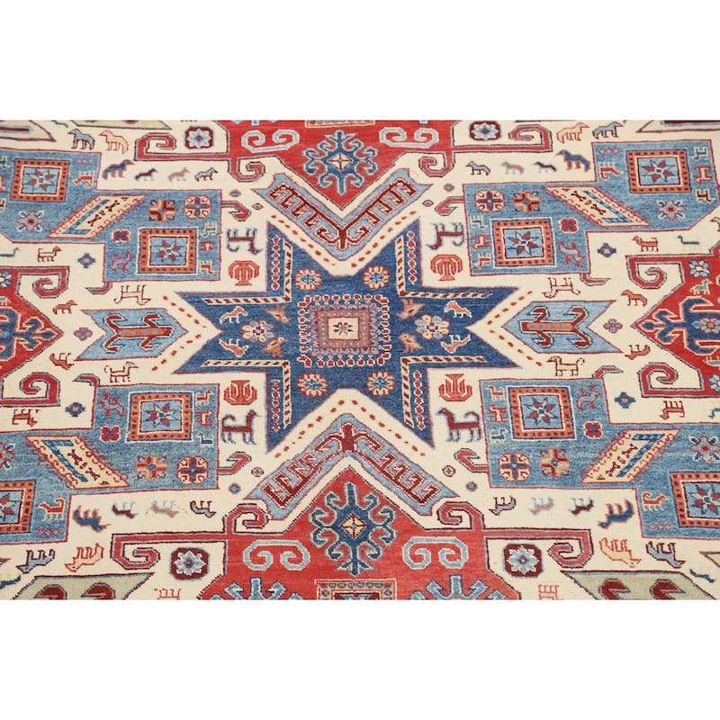 Geometric Super Kazak Oriental Vegetable Dye Area Rug Wool Handmade - 8'8" x 11'9"