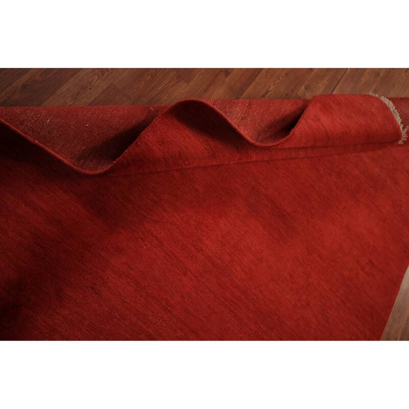 Modern Gabbeh Oriental Area Rug Handmade Red Wool Carpet - 5'2" x 7'9"