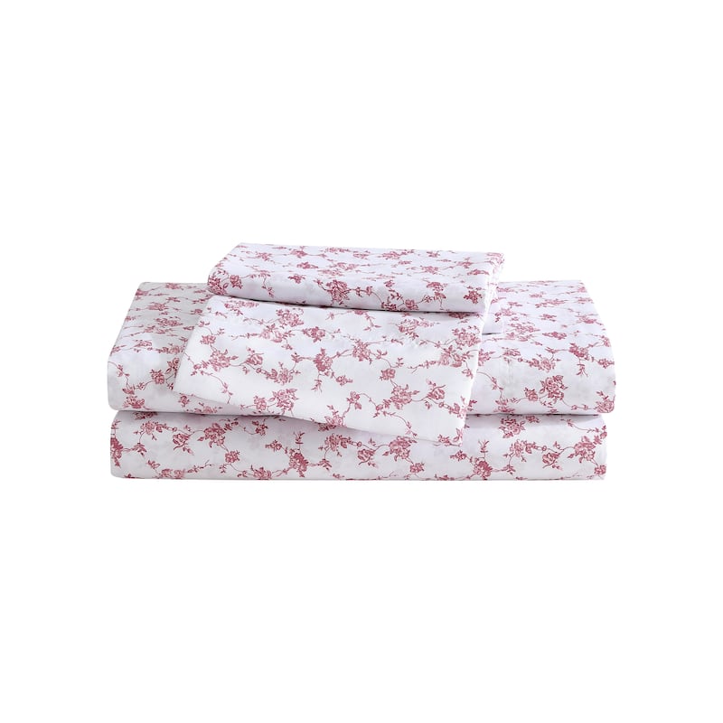 Betsey Johnson Printed Novelty Sheet Sets - Floral Toile Pink - King