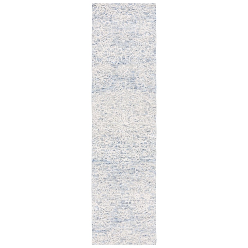 SAFAVIEH Handmade Metro Gerrie Modern Wool Rug - 2'3" x 9' Runner - Blue/Ivory