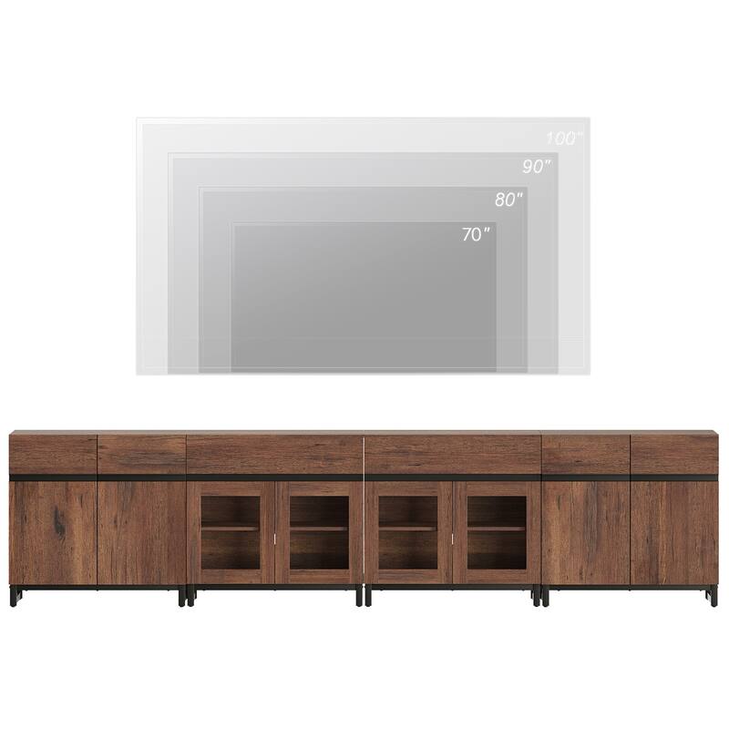 4 in 1 Dresser with 2 Drawers & Glass Doors, Adjustable Shelf, Modern Storage Cabinet and Closet Organizer for Bedroom