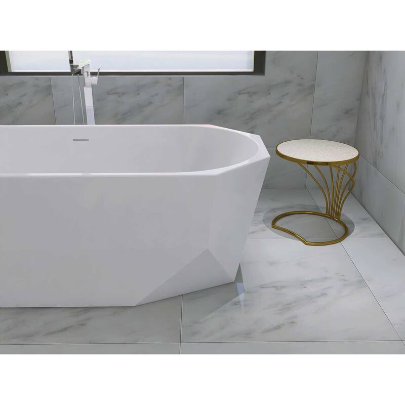 Edward Soaking Diamond Style Bathtub in Glossy White