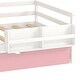 preview thumbnail 12 of 14, Pink Wood Platform Bed with Bookshelf,Trundle,Twin Size