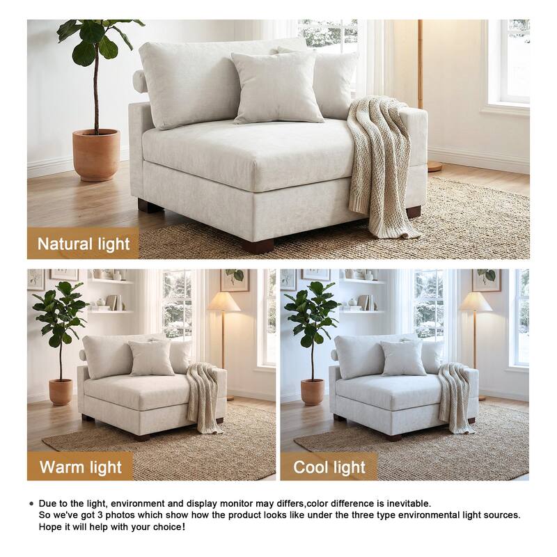 Chenille Upholstered Armless Accent Chair With Plush Cushion