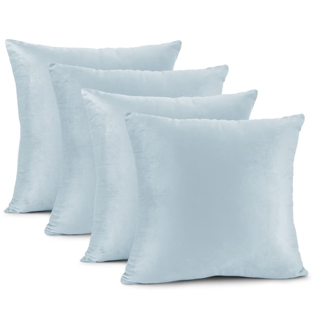 Nestl Solid Microfiber Soft Velvet Throw Pillow Cover (Set of 4) - 26" x 26" - Ice Blue