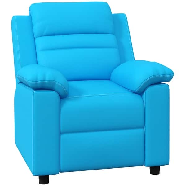 slide 2 of 17, Kids Recliner Chair, Toddler Leather Sofa Lounge Chair with Armrest, Footrest, Headrest for Boys and Girls 3-9 Years Old Blue