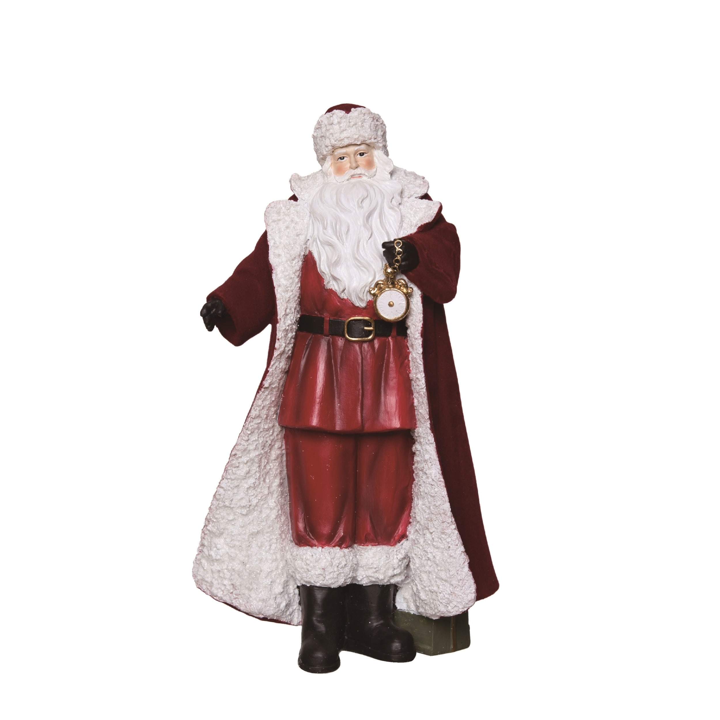 Multicolor Fuzzy Santa Figurine with Watch Decorative Resin Decor