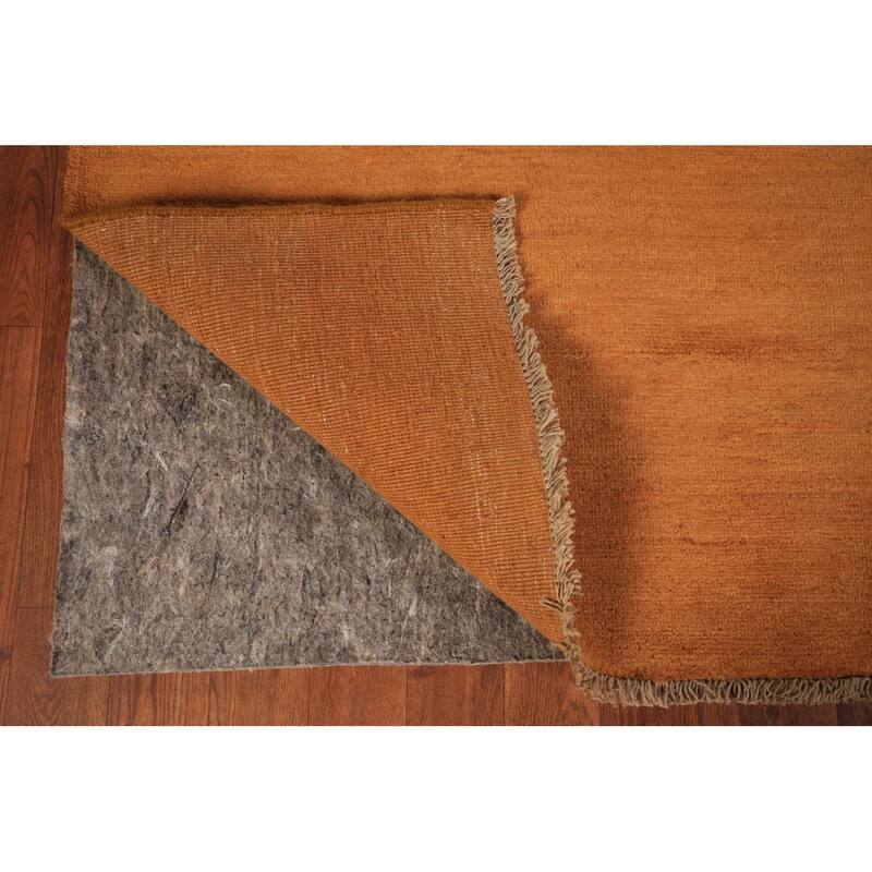 Solid Orange Gabbeh Oriental Area Rug Handmade Wool Carpet - 4'10" x 6'9"