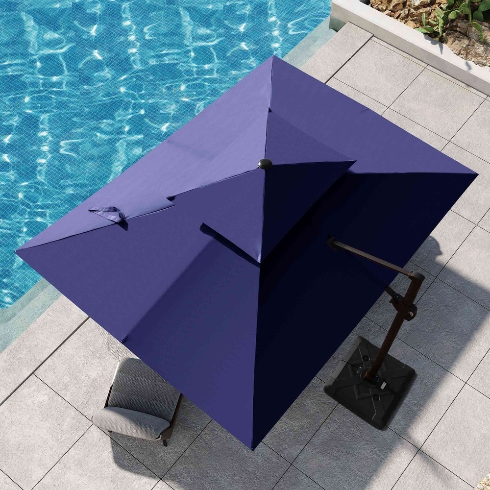 9 FT x 12 FT Outdoor Patio Dual Top Umbrella Cantilever Offset with Base