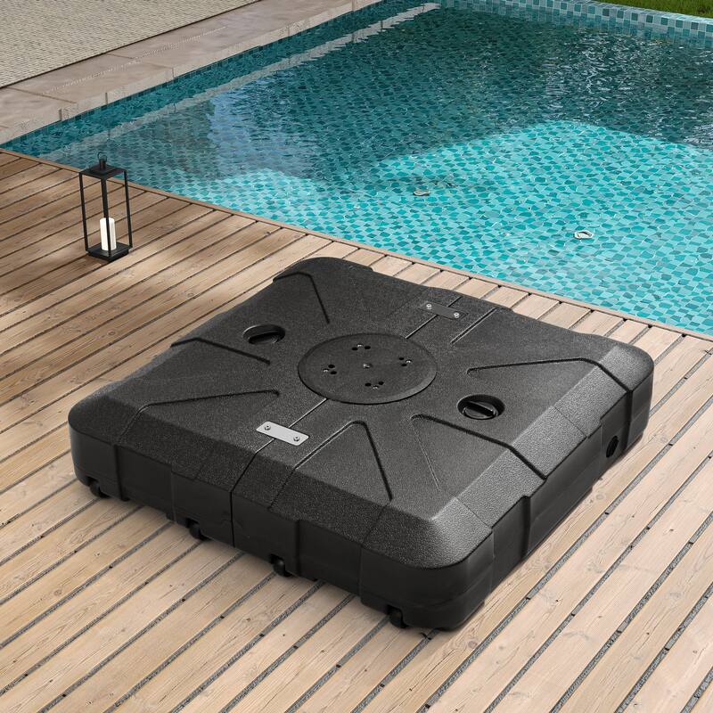 VredHom Fillable Outdoor Patio Offset Cantilever Umbrella Base with Wheels - Black