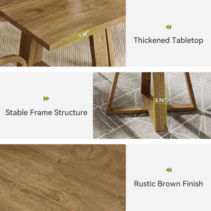 31.5" Small Square Dining Table, Modern Farmhouse Wooden Dinner Kitchen Table for 2-4 - 31.50" W × 31.10" D × 29.53" H