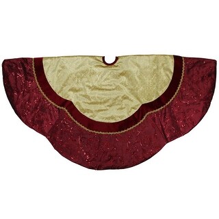 Shop 60 Red And Gold Scalloped Sequined Christmas Tree Skirt Overstock 30272504