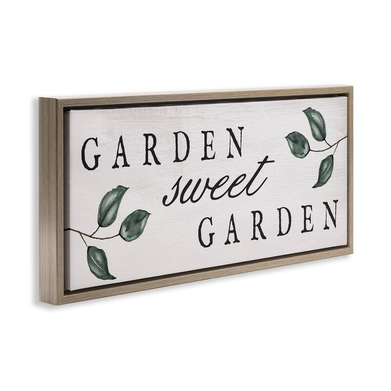 Stupell Sweet Garden Sign Framed Floater Canvas Wall Art Design By Lil' Rue