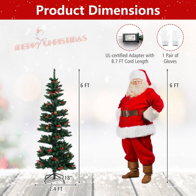 Gymax Pre-Lit Artificial Christmas Tree w/ 791 Branch Tips Warm White