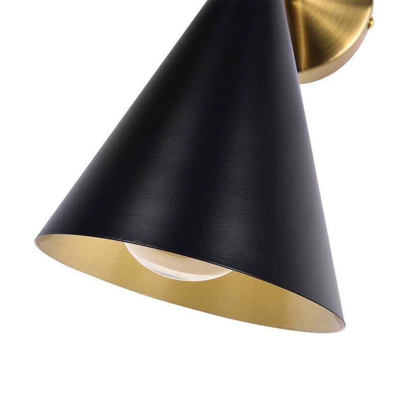 Set of 2 Industrial Black Dual Cone Wall Sconce 2-Light Modern Hourglass Adjustable Head Bathroom Vanity Light