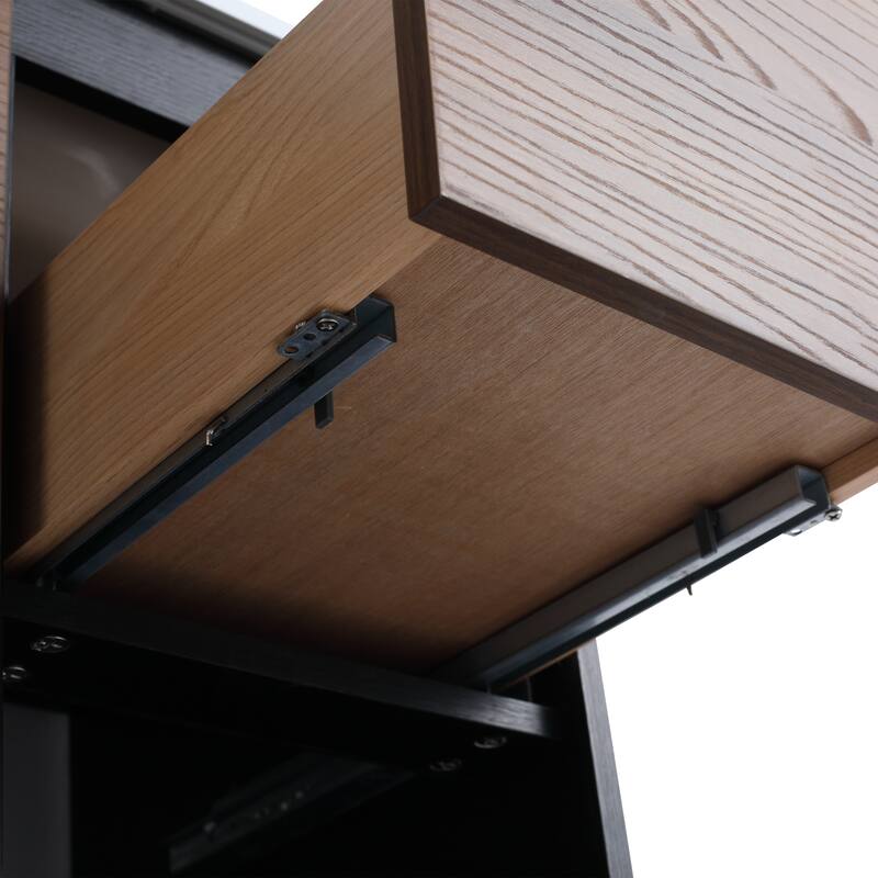 Dual-Purpose Bathroom Vanity with High-Quality Plywood Base, Gel Basin, and Soft-Close Drawers - 29.8in L