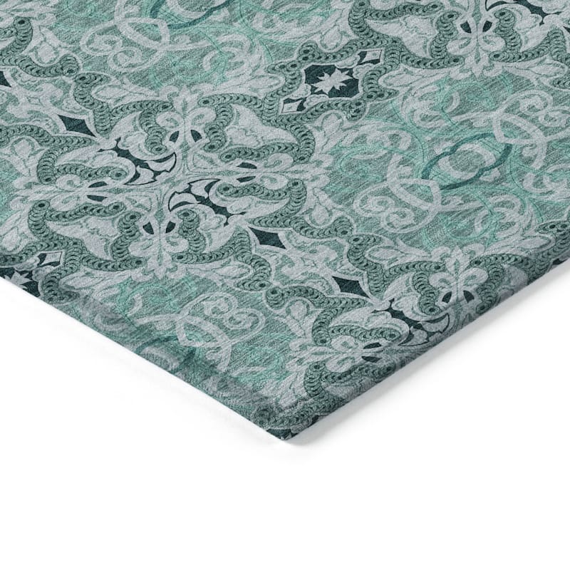 HomeRoots Medallion Transitional Rectangle Outdoor Rug