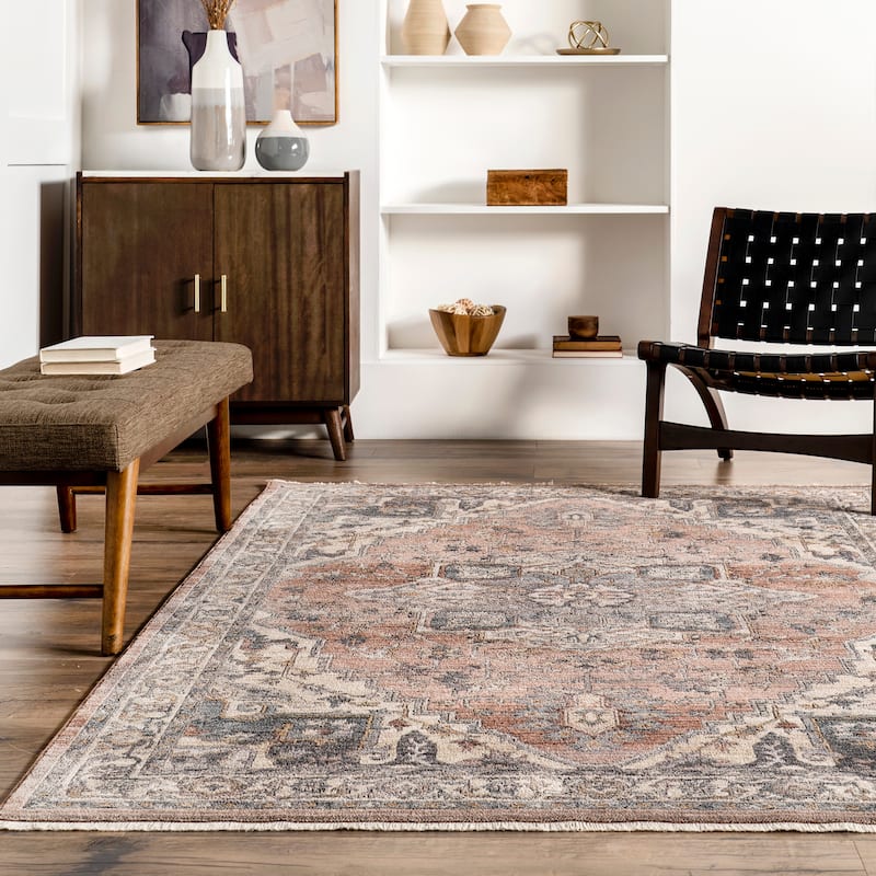 Nuloom Faded Medallion Fringe Area Rug