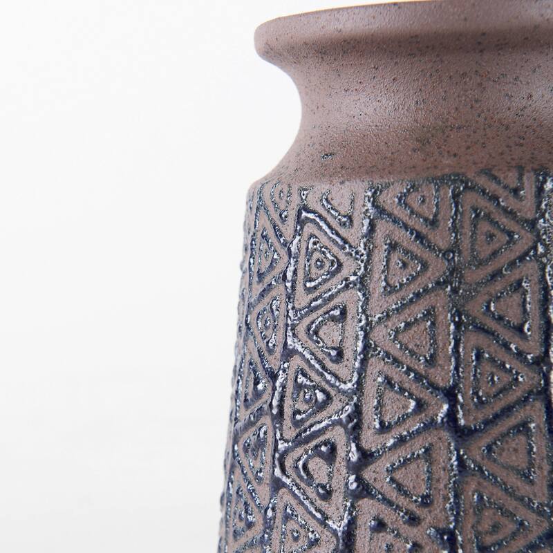 Sefina I Small Brown/Black Patterned Ceramic Vase - 4.5"W x 4.5"D 5.5"H