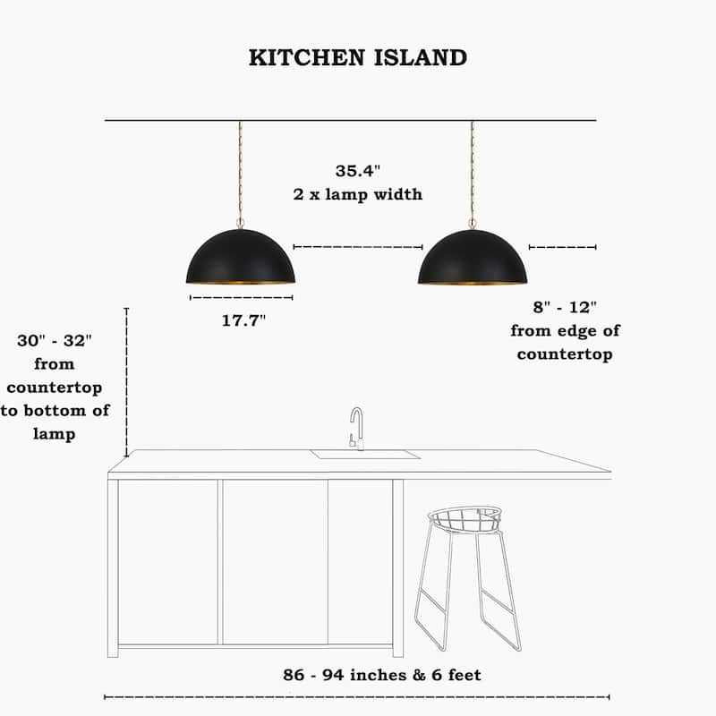 Modern Industrial 1-Light Oversized Black Gold Pendant Semi-Circular Design Chandelier for Dining Room