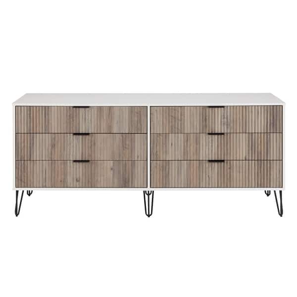Manhattan Comfort DUMBO Modern 6-Drawer Double Low Dresser in White Manhattan Comfort DUMBO Modern 6-Drawer Double Low Dresser in White