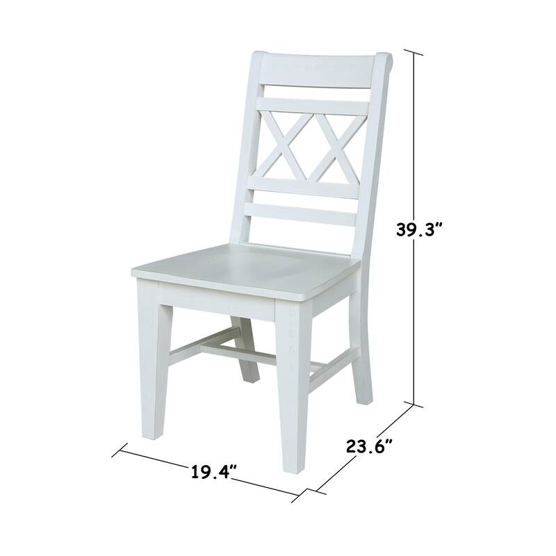 Solid Wood Double X-Back Dining Chairs, Set of 2