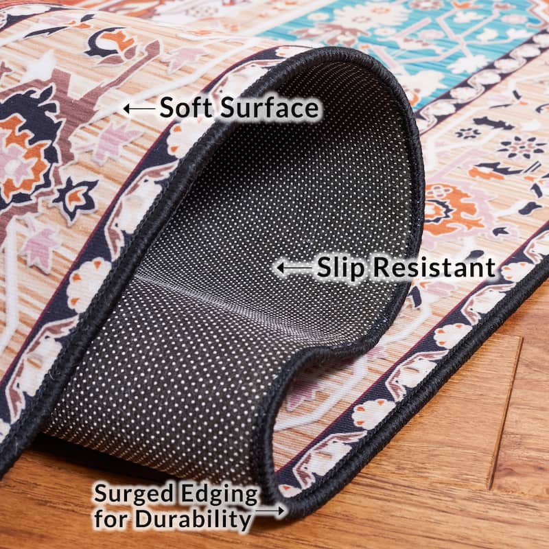 SAFAVIEH Tucson Machine Washable Slip Resistant Einhildur Oriental Medallion