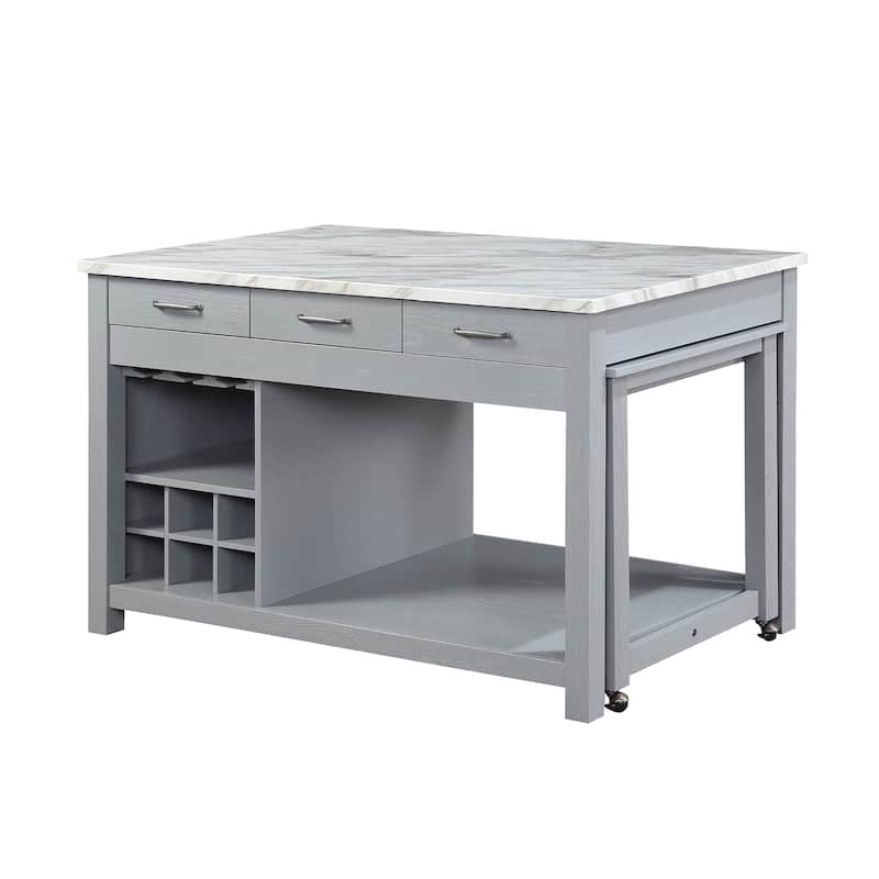 Graneger Farmhouse Wood Multi-Storage Kitchen Island by Furniture of America