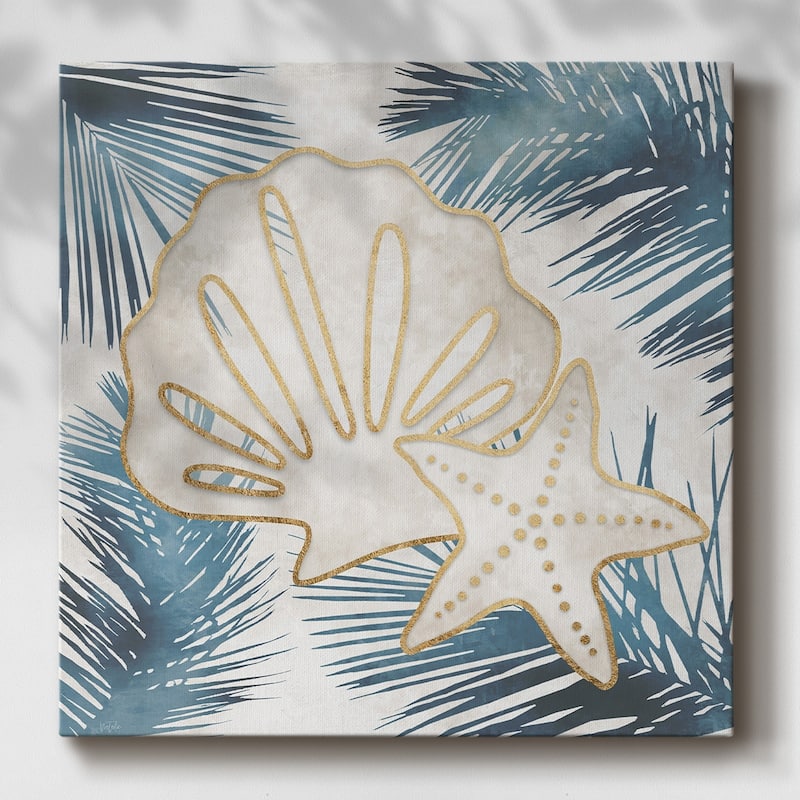 Shells and Palms I-Gallery Wrapped Canvas - 16 x 16