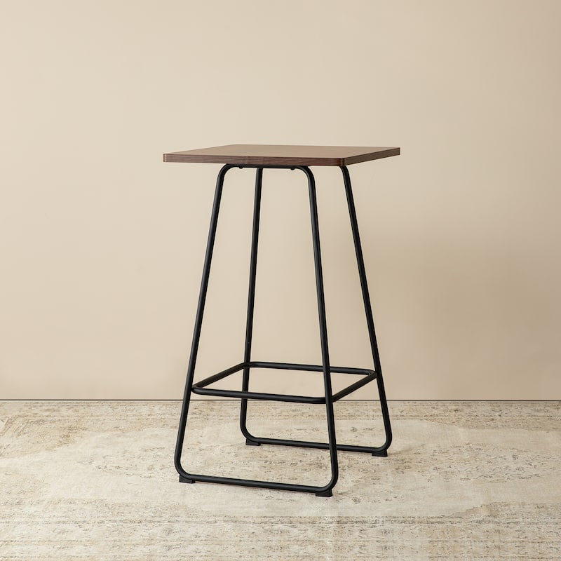 Glitzhome 41"H Industrial Modern Square Wood Top Bar Height Pub Tables - Square-1 Brown