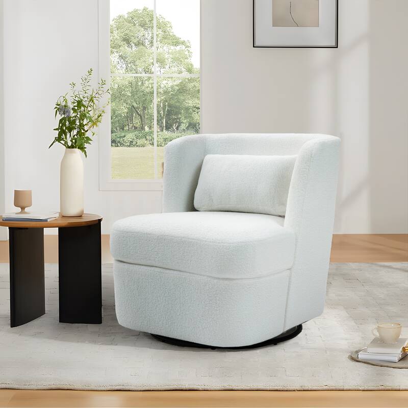 Modern Boucle Linen Upholstered Swivel Accent chair