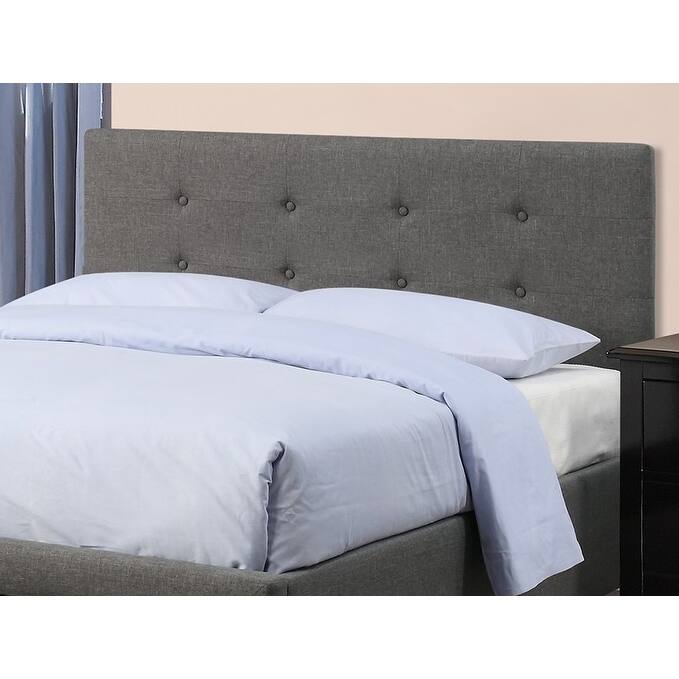 Full Size Modern Bed with Tufted Headboard and Storage Drawer, Grey Polyfiber Finish