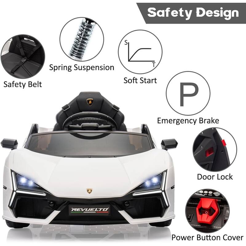 12V Kids Ride On Car, Licensed Lamborghini Revuelto Electric Car for Kids