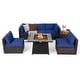 preview thumbnail 2 of 8, Costway 7 PCS Patio Furniture Set with 35" Propane Gas Fire Pit Table - See Details