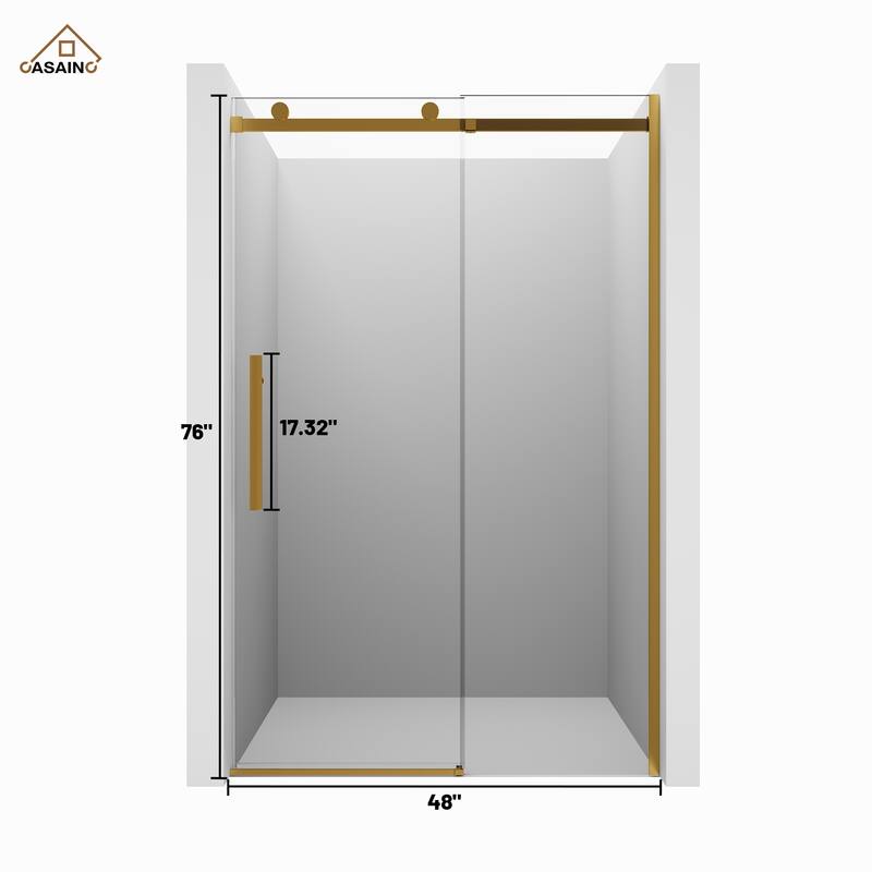 CASAINC 48 in. W x 76 in. H Sliding Frameless Shower Door with SGCC Certification