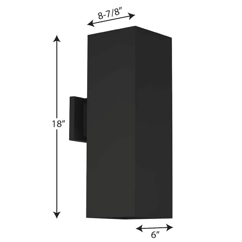 6" LED Square Up Down Outdoor Wall Mount Fixture - 18" x 6" x 8.875"